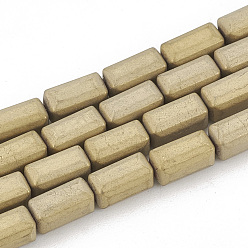 Light Gold Plated Electroplate Non-magnetic Synthetic Hematite Beads Strands, Matte Style, Cuboid, Light Gold Plated, 8x4x4mm, Hole: 1mm, about 50pcs/strand, 15.74 inch