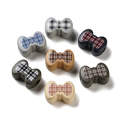 (52) Непрозрачная лаванда Непрозрачные акриловые бусины с клетчатым узором, бантом, разноцветные, 13.5x19x8.5 мм, отверстие : 3.5 мм
