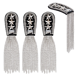 Platine Épaulettes à pompons en tissu et alliage, insignes d'épaule, avec broche, étoiles, platine, 180x39x14mm