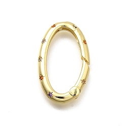 Настоящее золото 18K Латунные кольца из микро-паве циркония, долговечный, без свинца и без кадмия, стойки покрытие, овальные, реальный 18 k позолоченный, 26.5x15.5x3 мм
