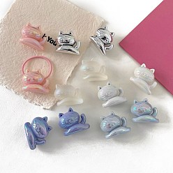 (52) Непрозрачная лаванда Непрозрачные акриловые бусины с УФ-покрытием, радужный, форма кошки, разноцветные, 25.5x29.9x18.2 мм, отверстие : 4 мм