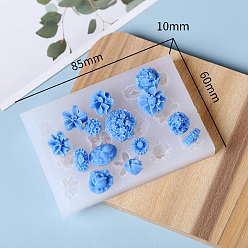 Flower DIY Silicone Molds, Fondant Molds, Resin Casting Molds, for Chocolate, Candy, UV Resin & Epoxy Resin Craft Making, White, Flower, 60x85x10mm