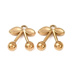 Золотой 304 подвески из нержавеющей стали, черри прелести, ионное покрытие (ip), долговечный, золотые, 17x15x5 мм, отверстие : 2 мм