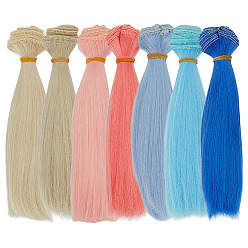 (52) Непрозрачная лаванда 7 шт. 7 цвета пластика длинные прямые волосы для парика куклы, для поделок девушки bjd makings аксессуары, разноцветные, 5.91 дюйм (15 см), 1 шт / цвет