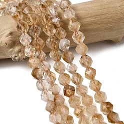 Цитрин Нагретые нити из натуральных цитриновых бусин, звезды вырезать круглые бусы, граненые, 5~6x5~6x5~6 мм, отверстие : 1~1.2 мм, около 64~68 шт / нитка, 14.80''~15.04'' (37.6~38.2 см)