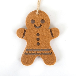 Gingerbread Man Рождественские украшения из фетра, Рождественская елка из пеньковой веревки, подвесные украшения, Колобок, 70x90x5 мм