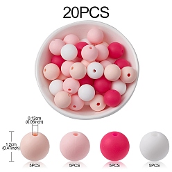 Mixed Color Food Grade Eco-Friendly Silicone Focal Beads, Chewing Beads For Teethers, DIY Nursing Necklaces Making, Round, Mixed Color, 12mm, Hole: 1.2mm, 4 colors, 5pcs/color, 20pcs/set