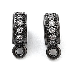Черный Цвет Металла Поручни из латуни с покрытием из латуни, микро паве, кубический цирконий, петля под залог, долговечный, без свинца и без кадмия, кольцо, металлический черный , 10x7x3 мм, отверстие : 1.4 мм, внутренний диаметр: 4 мм