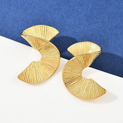 Настоящее золото 18K 304 серьги-гвоздики из нержавеющей стали в форме спирали, ионное покрытие (ip), реальный 18 k позолоченный, 42x35.5 мм