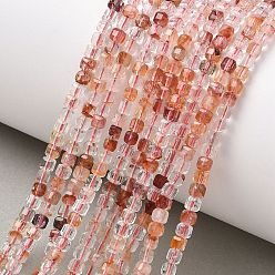 Quartz Ferrugineux Quartz hématoïde naturel / brins de perles de quartz ferrugineux, perles cubiques à facettes taillées sur table, 3x3x3mm, Trou: 0.6mm, Environ 133 pcs/chapelet, 15.35'' (39 cm)