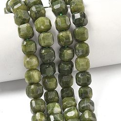 Chinese Jade Натуральные китайские бусины из южного нефрита, граненый стол, вырезанный куб, 8.5~9.8x8.5~9.8x8.5~9.8 мм, отверстие : 0.8~1.2 мм, около 45~46 шт / нитка, 14.96~15.47 дюйм (38~39.3 см)