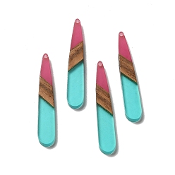 Светло-Синий Подвески из непрозрачной смолы и ореха, слезинки, голубой, 43.5~44x7.5x3 мм, отверстие : 1.5 мм