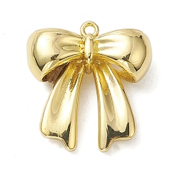 Настоящее золото 18K Стойки обшивки латунные подвески, долговечный, без свинца и без кадмия, бантом, реальный 18 k позолоченный, 20x18.5x5.5 мм, отверстие : 1.4 мм