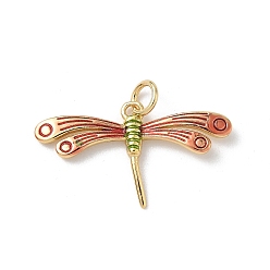 Dragonfly Подвески из латуни с эмалью на тему насекомых, стойки покрытие, без кадмия и без свинца, долговечный, с целью перехода в кольце, реальный 18 k позолоченный, стрекоза, 15x26.5x2.5 мм, отверстие : 3.5 мм