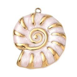 Autres 304 acier inoxydable émail pendentifs, placage ionique (ip), or, breloques en forme de conque, 29x23x2.5mm, Trou: 2mm