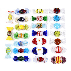 (52) Непрозрачная лаванда 24шт. украшения для конфет ручной работы в технике лэмпворк, для домашнего украшения рабочего стола, разноцветные, 48~57x20~29x6~19 мм