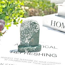 Мосс Агат Статуэтки надгробия из натурального мохового агата, статуэтки для украшения домашнего рабочего стола, 65x50 мм