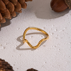 Настоящее золото 18K Волна 304 кольца из нержавеющей стали, реальный 18 k позолоченный, 2 мм, размер США 6 (16.5 мм)