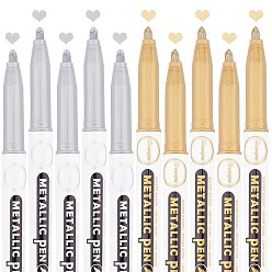 Mixed Color Metallic Markers Paints Pens, Graffiti Highlighter Signature Pen, Mixed Color, 141x16.5x12mm, 2 colors, 5pcs/color, 10pcs/set