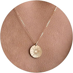 Солнце Латунные ожерелья с подвесками для женщин, золотые, солнце, 17.72 дюйм (45 см)