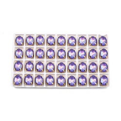 Танзания Aurora(jm) пришиваем горный хрусталь, граненый стеклянный горный хрусталь, многожильных ссылки, с латунной оправой золотистого цвета, овальные, танзанитом, 14x10x7 мм, отверстие : 1 мм