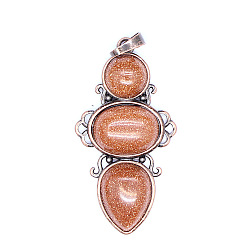 Камень с Пылевым Золотом Подвески из синтетического золота в стиле ретро, подвески пчелы, с красной медной металлической фурнитурой, 47x24 мм