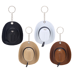 (52) Непрозрачная лаванда 4 шт. 4 цвета брелок в форме ковбойской шляпы, с полиэстеровой шапочкой и железным кольцом, разноцветные, 140 мм, 1 шт / цвет