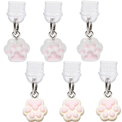 (52) Непрозрачная лаванда 6 шт. 2 цветные силиконовые мобильные заглушки от пыли, смолой подвесками, отпечаток лапы, разноцветные, 31.5 мм, 3 шт / цвет