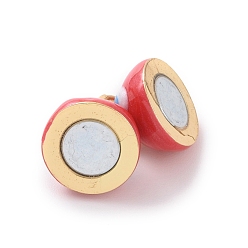 Red Brass Magnetic Clasps, with Enamel, Round with Evil Eye, Real 18K Gold Plated, Red, 16x10mm, Hole: 3mm