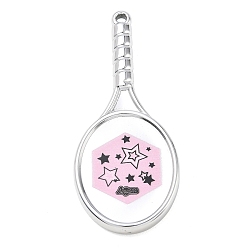 Pearl Pink Acrylic Big Pendants, Tennis Racket Charms, Pearl Pink, 74.5x31.5x6mm, Hole: 3mm