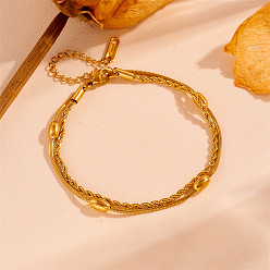 Золотой 304 из нержавеющей стальной трос цепи браслеты, двухслойные браслеты для женщин, овальные, золотые, 6-7/8 дюйм(17.5см)длина+62мм удлинитель