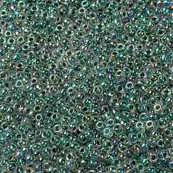 (RR277) Lime Lined Crystal AB MIYUKI Round Rocailles Beads, Japanese Seed Beads, (RR277) Lime Lined Crystal AB, 8/0, 3mm, Hole: 1mm, about 422~455pcs/bottle, 10g/bottle