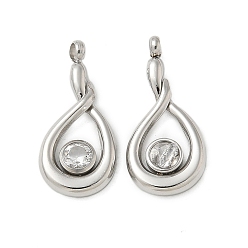 Нержавеющая Сталь Цвет 304 подвески из нержавеющей стали, со стразами, очарование слезы, цвет нержавеющей стали, 18x8x2 мм, отверстие : 1.4 мм