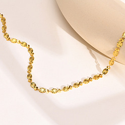 Золотой 304 ожерелья из текстурированной овальной цепочки из нержавеющей стали для женщин, золотые, 17.72~19.69 дюйм (45~50 см)