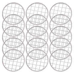 Платина 15шт. оцинкованная железная банка-цветок-лягушка крышка, вставьте сетчатый органайзер для консервных банок, плоско-круглые, платина, 84x2 мм