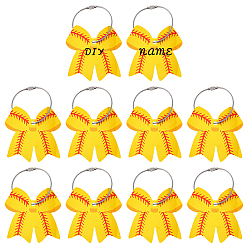 Желтый Багажные бирки из ПВХ, с кольцами из нержавеющей стали, бантом, желтые, 67x70x0.9 мм