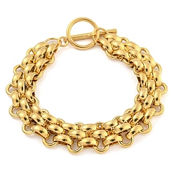 Золотой 304 из нержавеющей стали ссылку цепи браслеты, с Переключить застежками, золотые, 7-3/4 дюйм (19.8 см)