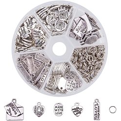 Mixed Color Tibetan Style Pendants, Guy Gift Ideas for Valentines Day, Mixed Shapes, Mixed Color, 11x8x2mm, Hole: 2mm