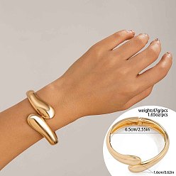 Золотой Сплав манжеты браслеты, шарнирные браслеты для женщин, золотые, внутренний диаметр: 7-1/8 дюйм (18 см)