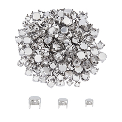 Stainless Steel Color 316 Stainless Steel Sew on Prong Settings, Claw Settings for Pointed Back Rhinestone, Prong Settings, Round, Stainless Steel Color, 6x5.5mm, 4x3.8mm, 5x4mm, Hole: 0.8mm, 600pcs/box
