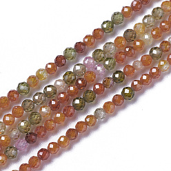 Mixed Color Cubic Zirconia Beads Strands, Faceted, Round, Mixed Color, 3x2.5~3mm, Hole: 0.3mm, about 114~141pcs/strand, 15.1~16.4 inch(38.4~41.8cm)