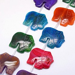 Mixed Color Natural & Dyed Crackle Agate Bead Strands, Elephant, Mixed Color, 37~43x45~48x7~10mm, Hole: 1.5mm, about 8pcs/strand, 15.7 inch