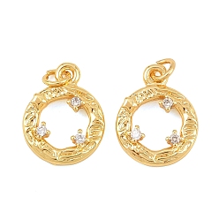 Настоящее золото 18K Латунные микро проложить кубического циркония прелести, полые круглые прелести, без свинца и без кадмия, стойки покрытие, долговечный, реальный 18 k позолоченный, 14.5x11.5x2.5 мм, Перейти кольцо: 4x0.7 мм, внутренний диаметр: 2.5 мм