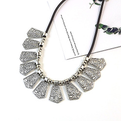 Pentagon Ожерелья из сплава в этническом стиле с подвеской, античное серебро, пятиугольник, 17.72 дюйм (45 см)