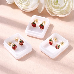 Клубника 304 из нержавеющей стали серьги, с эмалью, золотые, клубника, 8.5x5.5 мм