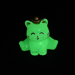 Белый Светящиеся смоляные украшения для демонстрации кошек, украшение домашнего офиса, светится в темноте, белые, 32x29x20 мм