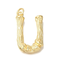 Letter U Стойки обшивки латунные подвески, долговечный, без кадмия и без свинца, реальный 18 k позолоченный, с целью перехода в кольце, Буква U, 38x22.5x7.5 мм, отверстие : 5 мм