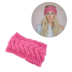 Tief rosa Garnwärmer-Stirnbänder aus Polyacrylnitrilfaser, weiche, dehnbare, dick gestrickte Kopfbandage für Damen, tief rosa, 210x110 mm