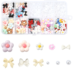 (52) Непрозрачная лаванда Наборы для самостоятельного украшения ногтей, включая искусственный жемчуг из АБС-пластика и кабошоны из непрозрачной смолы, цветок, бант и полукруг, разноцветные, 3~10.5x3~11x2~5 мм, 480 шт / комплект