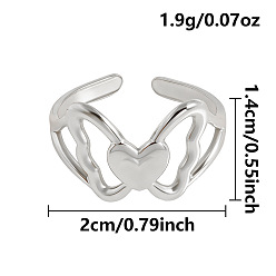 Нержавеющая Сталь Цвет 304 открытые манжеты-бабочки из нержавеющей стали для женщин, полирование, цвет нержавеющей стали, 20x14 мм, внутренний диаметр: регулируемый